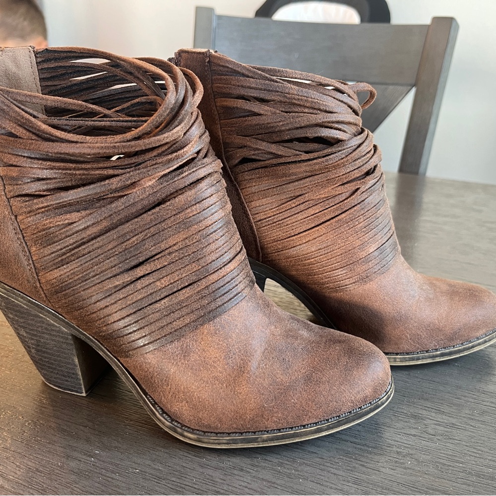 Fergalicious Brown Fringe Ankle Booties